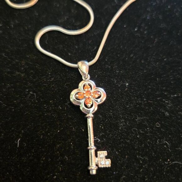 Boutique Jewelry - Sterling Silver Key Rhinestone Necklace India
